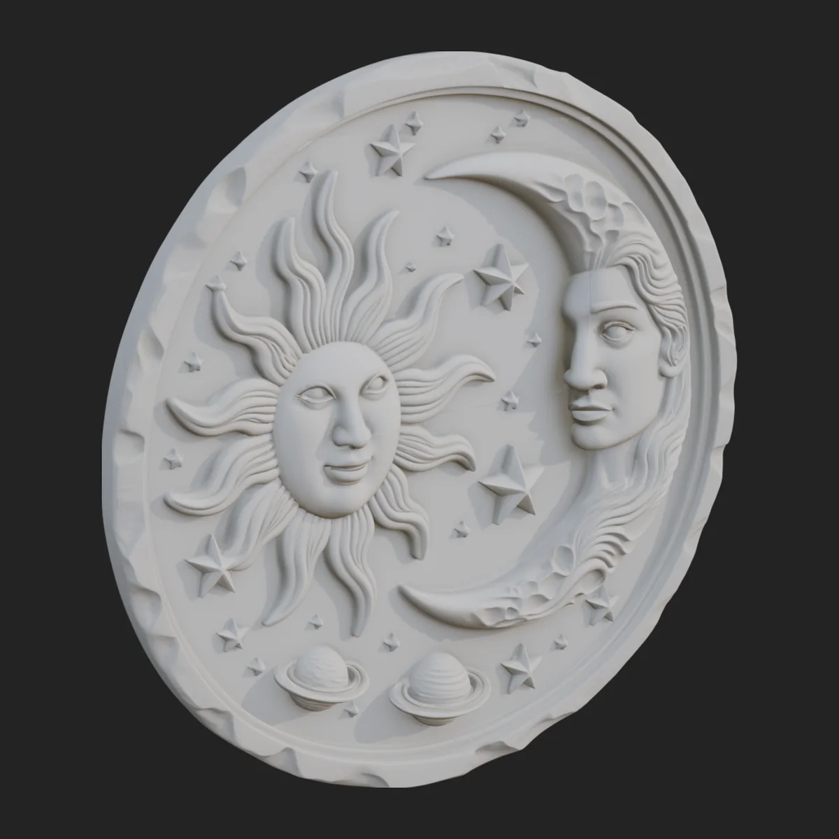 Sun and Moon Face Plaque Design 10