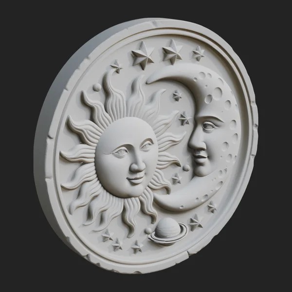 Sun and Moon Face Plaque Design 2