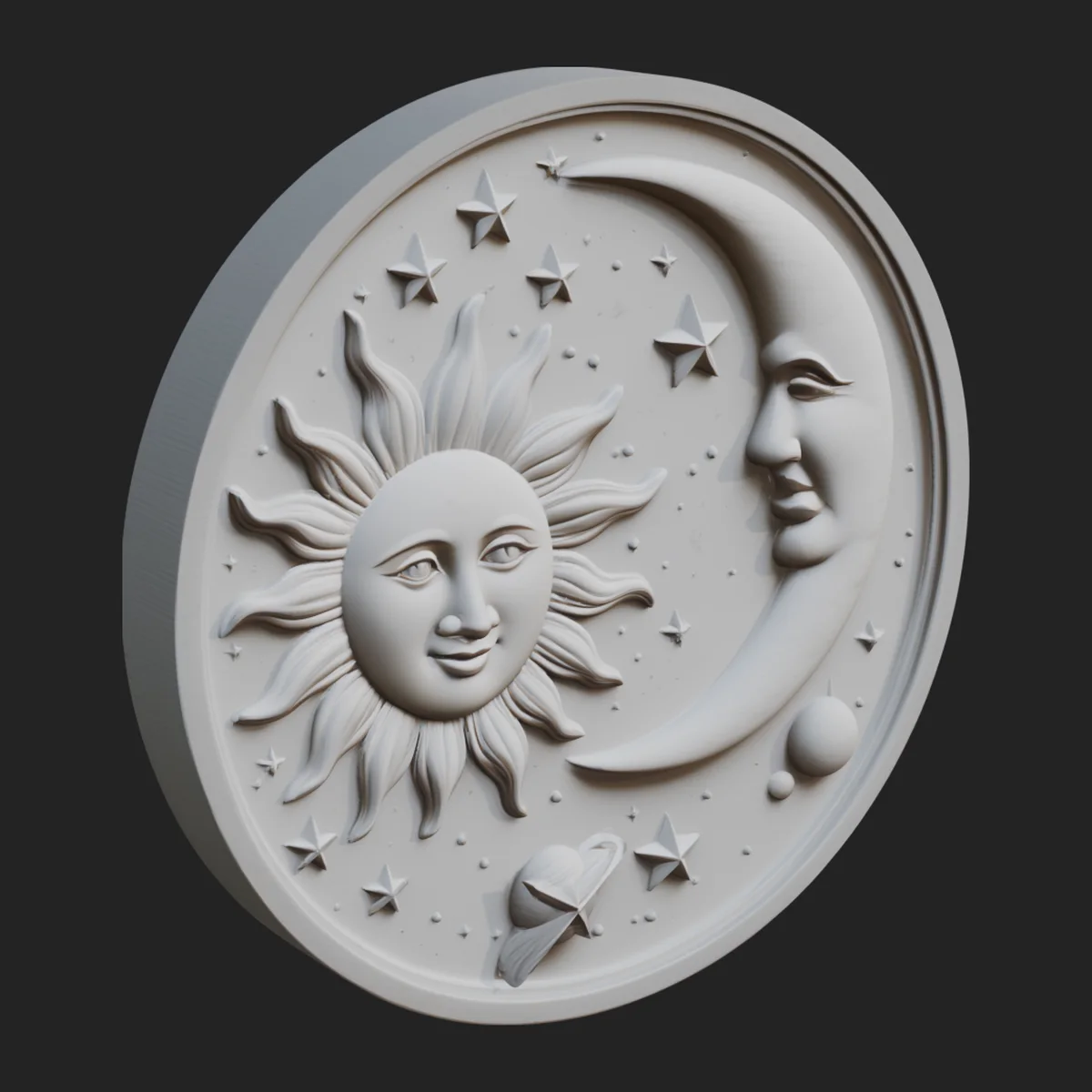 Sun and Moon Face Plaque Design 3
