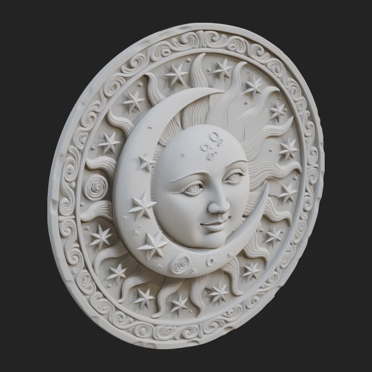 Sun and Moon Face Plaque Design 4