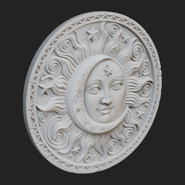 Sun and Moon Face Plaque Design 5
