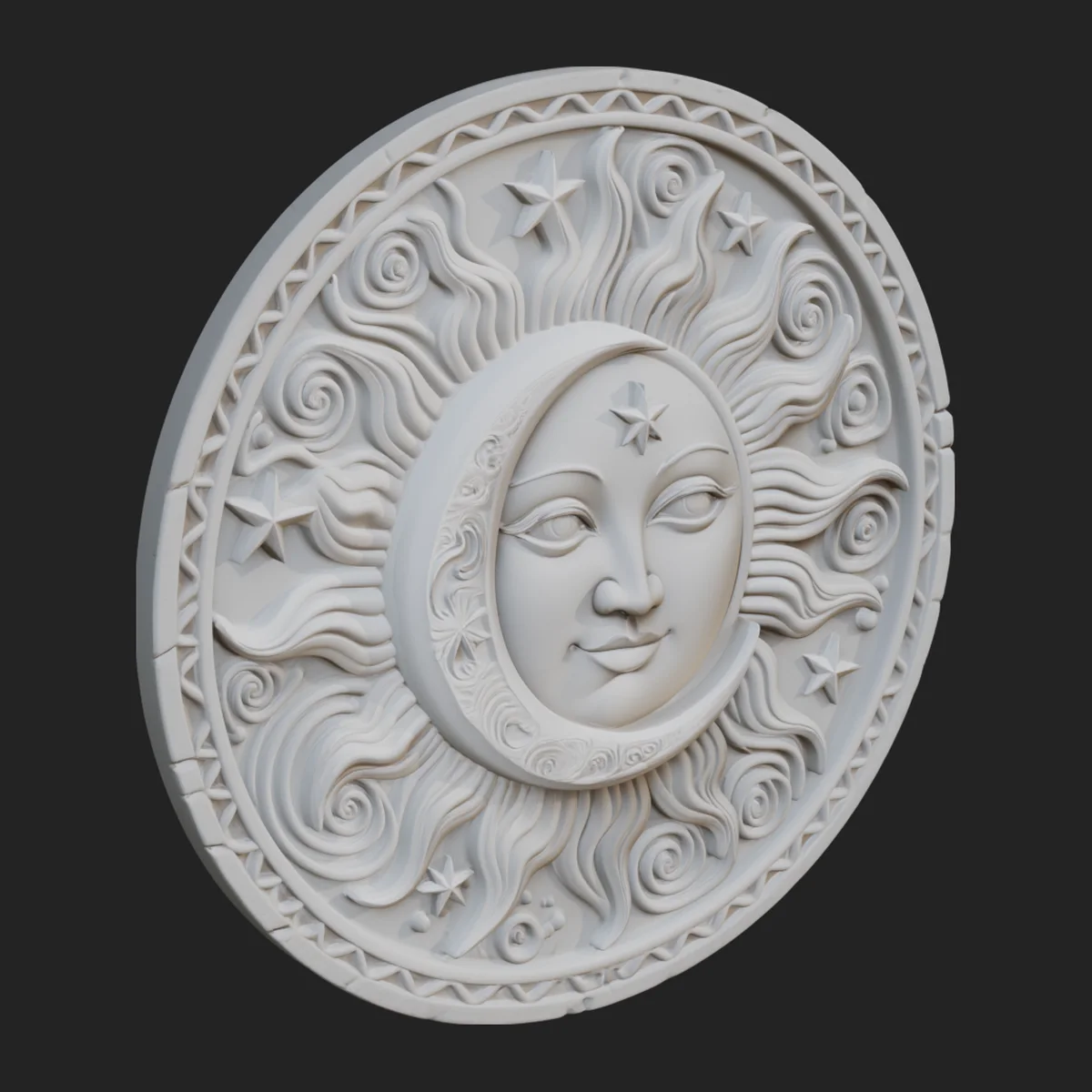 Sun and Moon Face Plaque Design 5