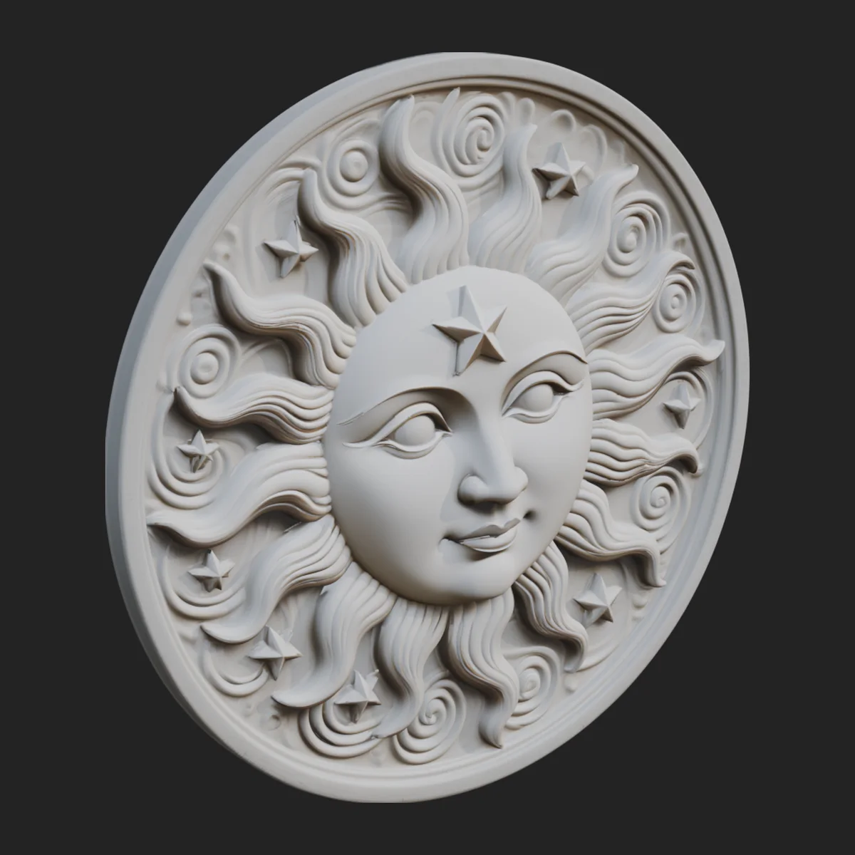 Sun and Moon Face Plaque Design 6