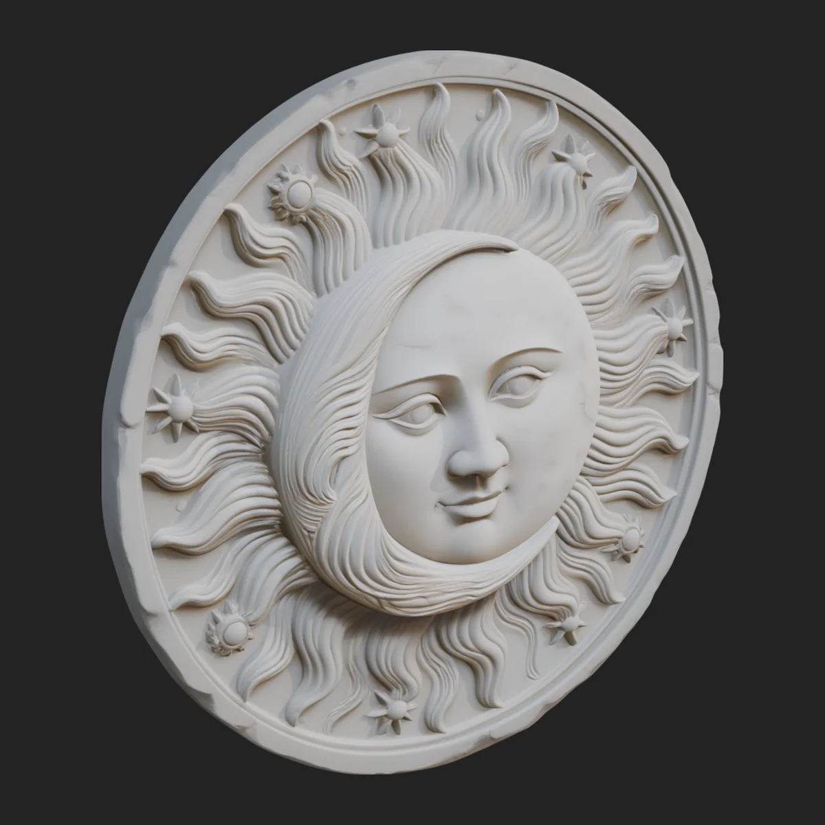 Sun and Moon Face Plaque Design 7