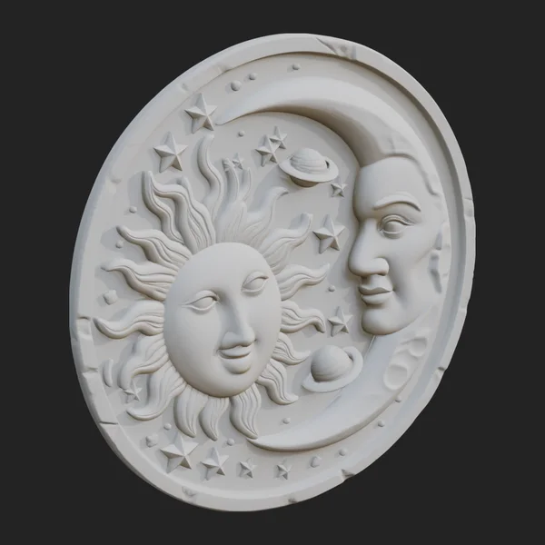 Sun and Moon Face Plaque Design 9