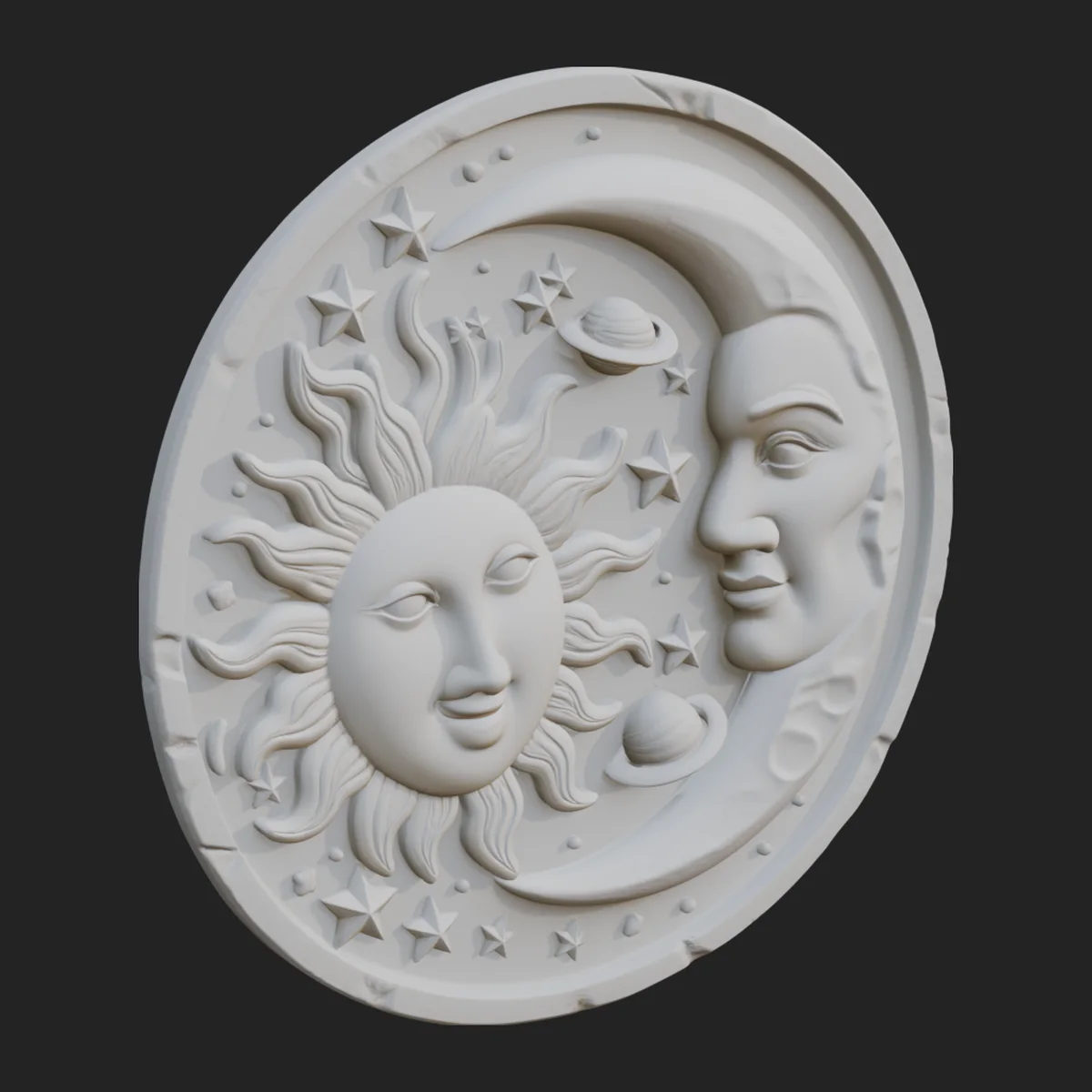Sun and Moon Face Plaque Design 9