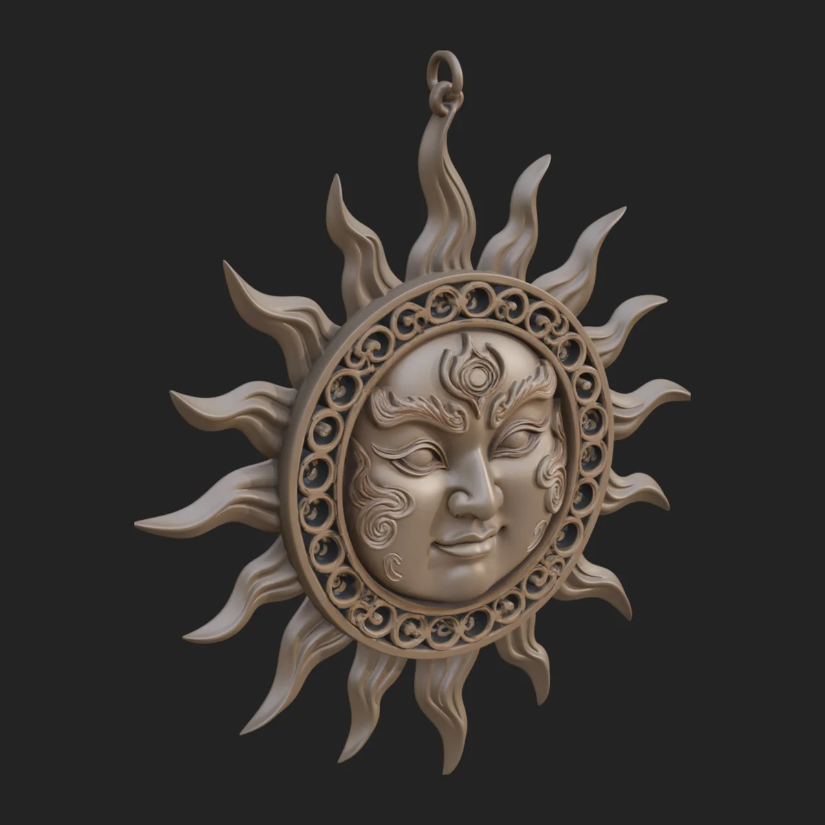 Sun Face Wall Plaque Design 1