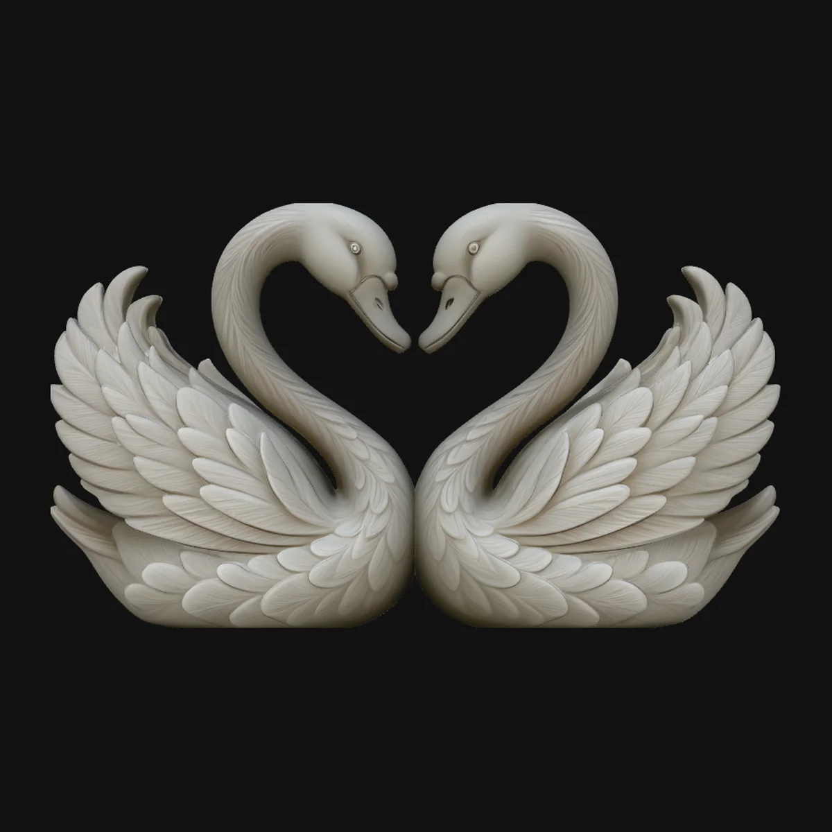 Swan Couple Heart Statue Design 1