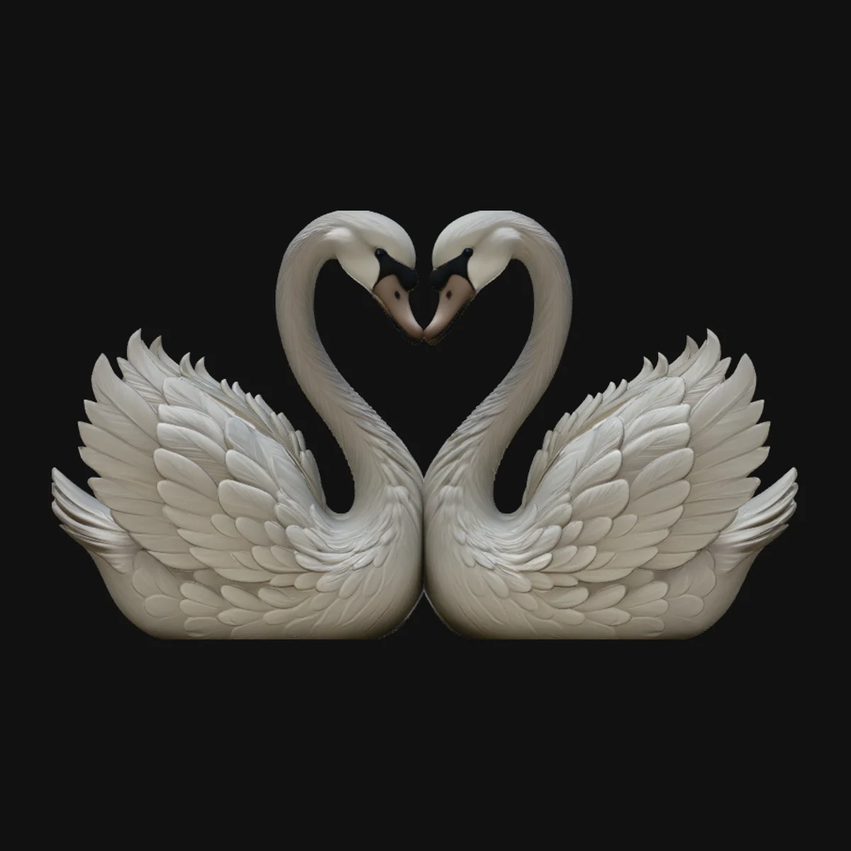 Swan Couple Heart Statue Design 2