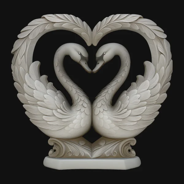 Swan Couple Heart Statue Design 3