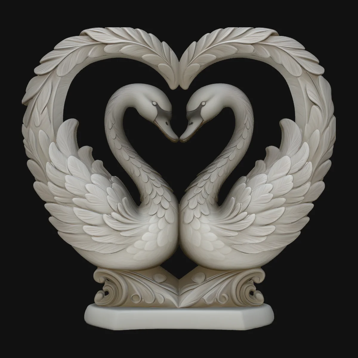 Swan Couple Heart Statue Design 3