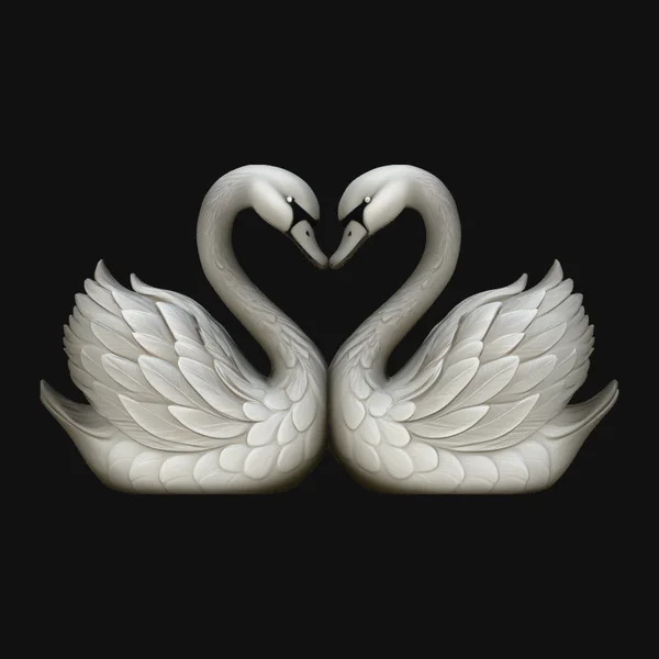 Swan Couple Heart Statue Design 4