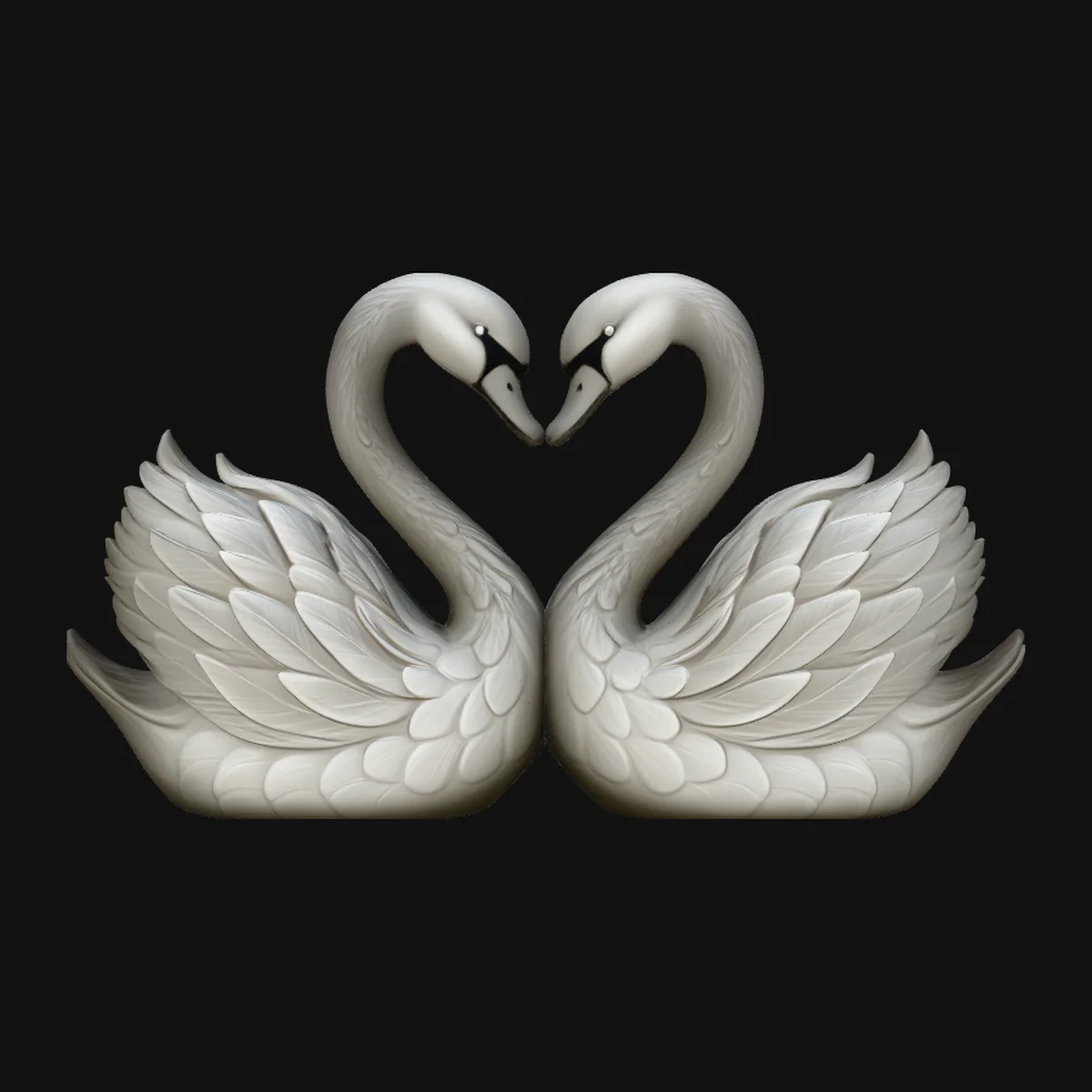 Swan Couple Heart Statue Design 4