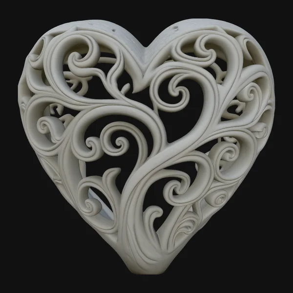 Swirling Vine Heart Pendant Design 1
