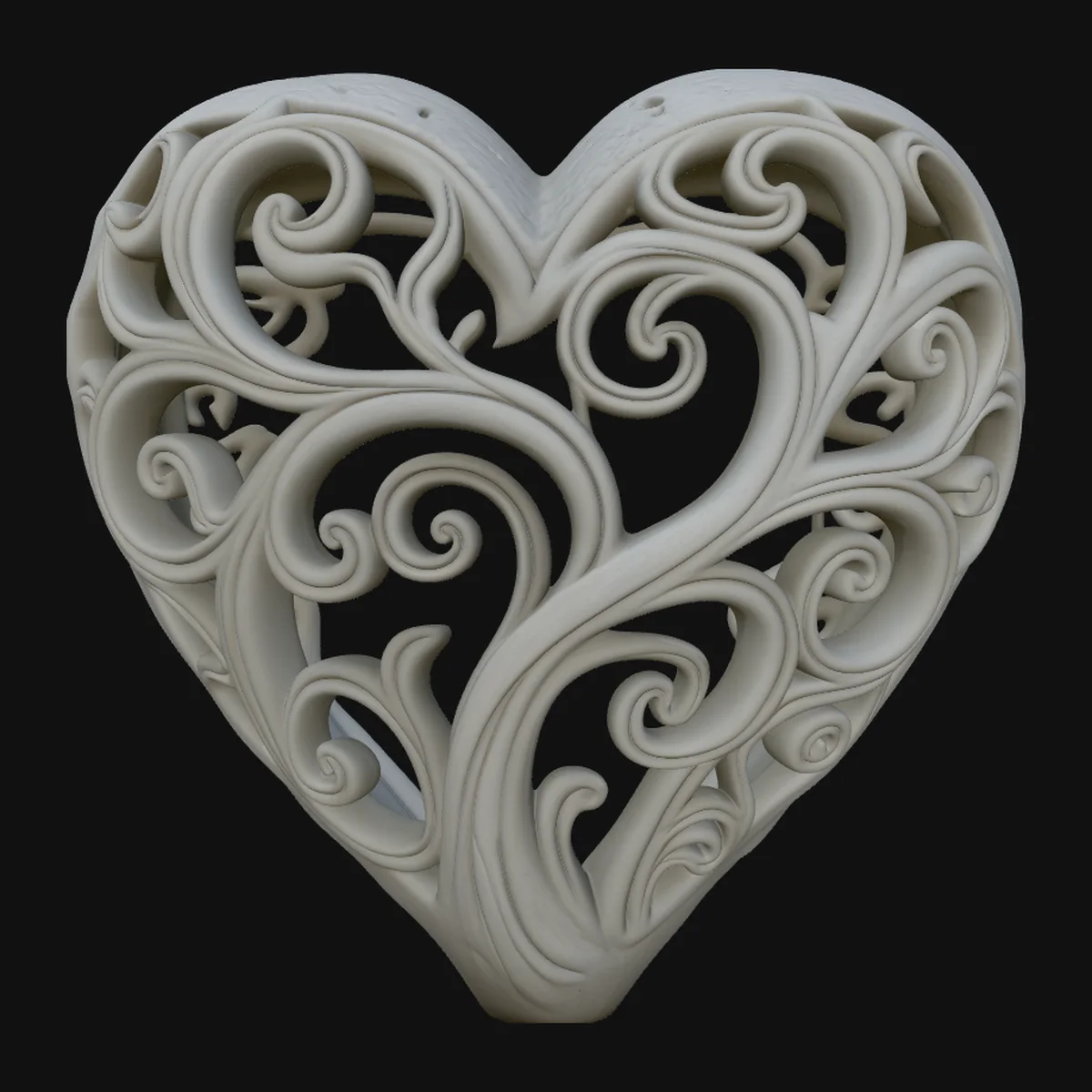 Swirling Vine Heart Pendant Design 1