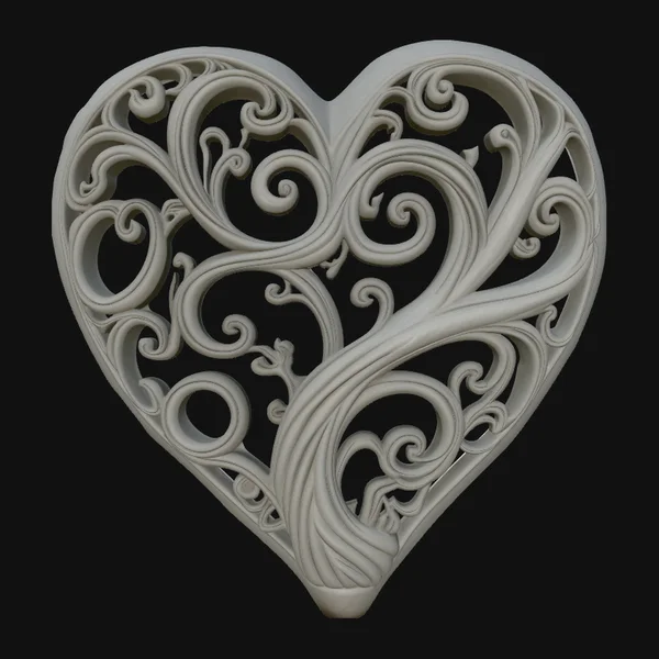 Swirling Vine Heart Pendant Design 2