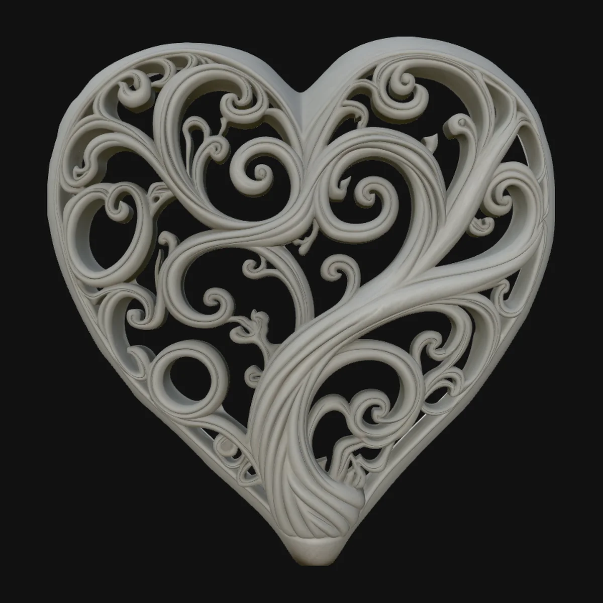 Swirling Vine Heart Pendant Design 2