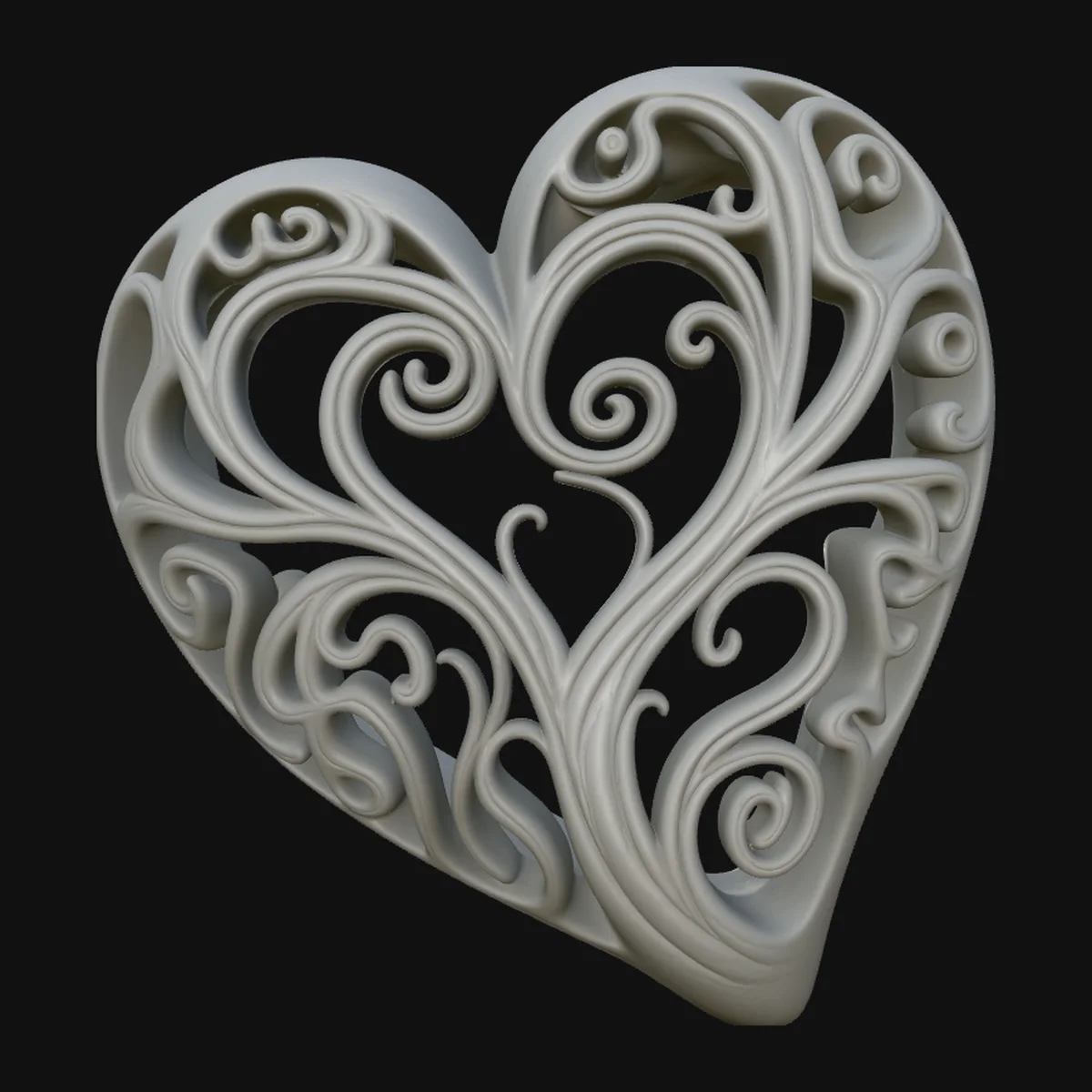 Swirling Vine Heart Pendant Design 3