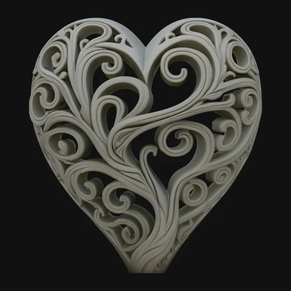 Swirling Vine Heart Pendant Design 4