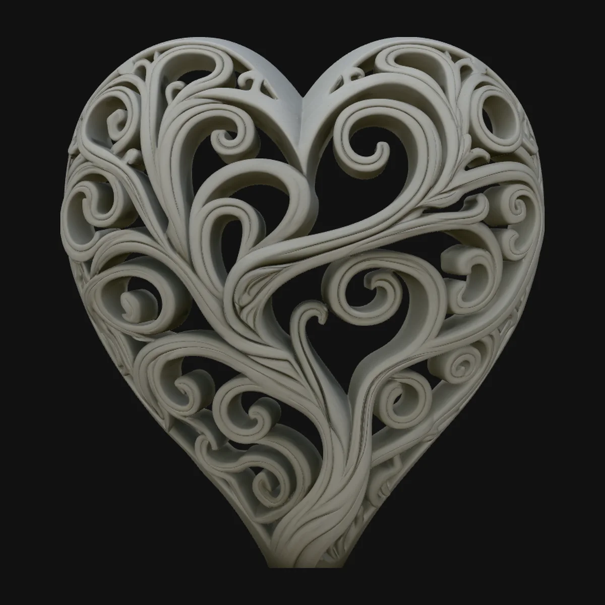 Swirling Vine Heart Pendant Design 4