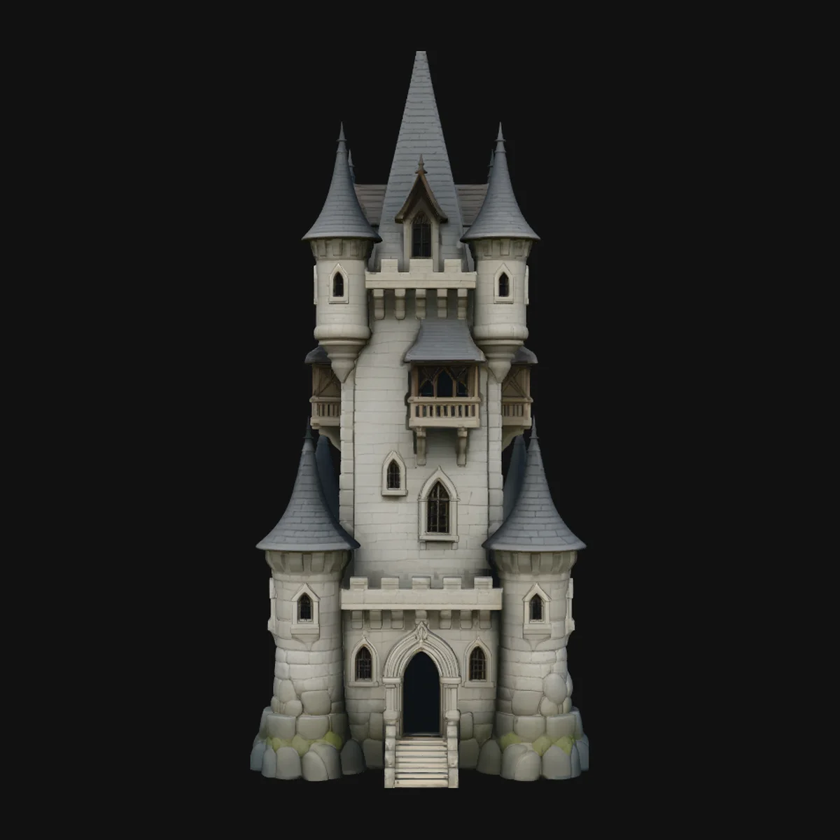 Tall Fairytale Castle Tower Model Design 4