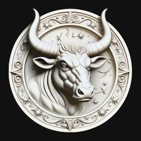 Taurus Zodiac Relief Medallion Pendant Design 2