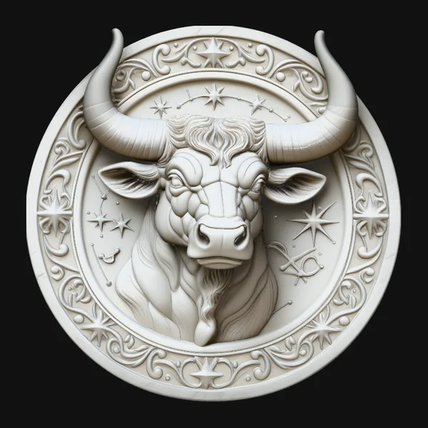 Taurus Zodiac Relief Medallion Pendant Design 3