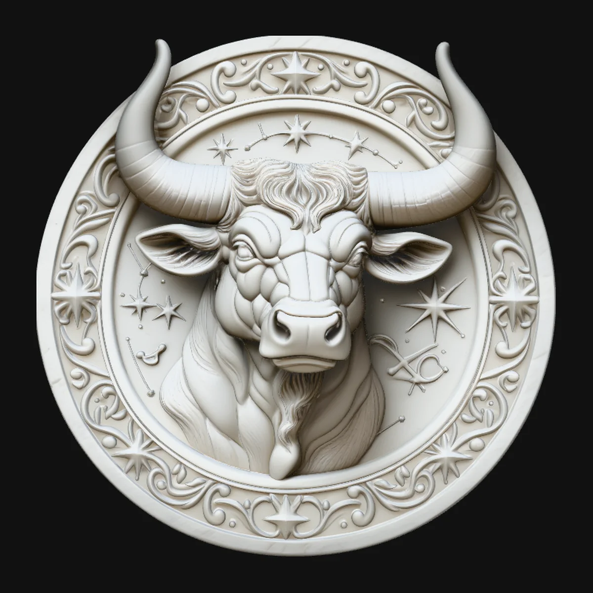Taurus Zodiac Relief Medallion Pendant Design 3