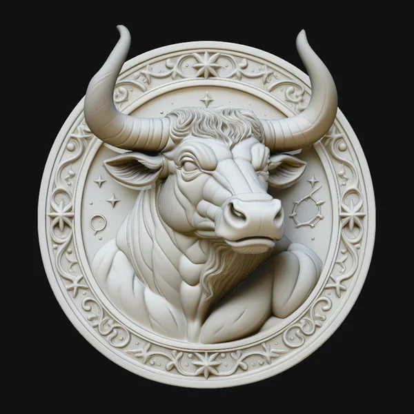 Taurus Zodiac Relief Medallion Pendant Design 4