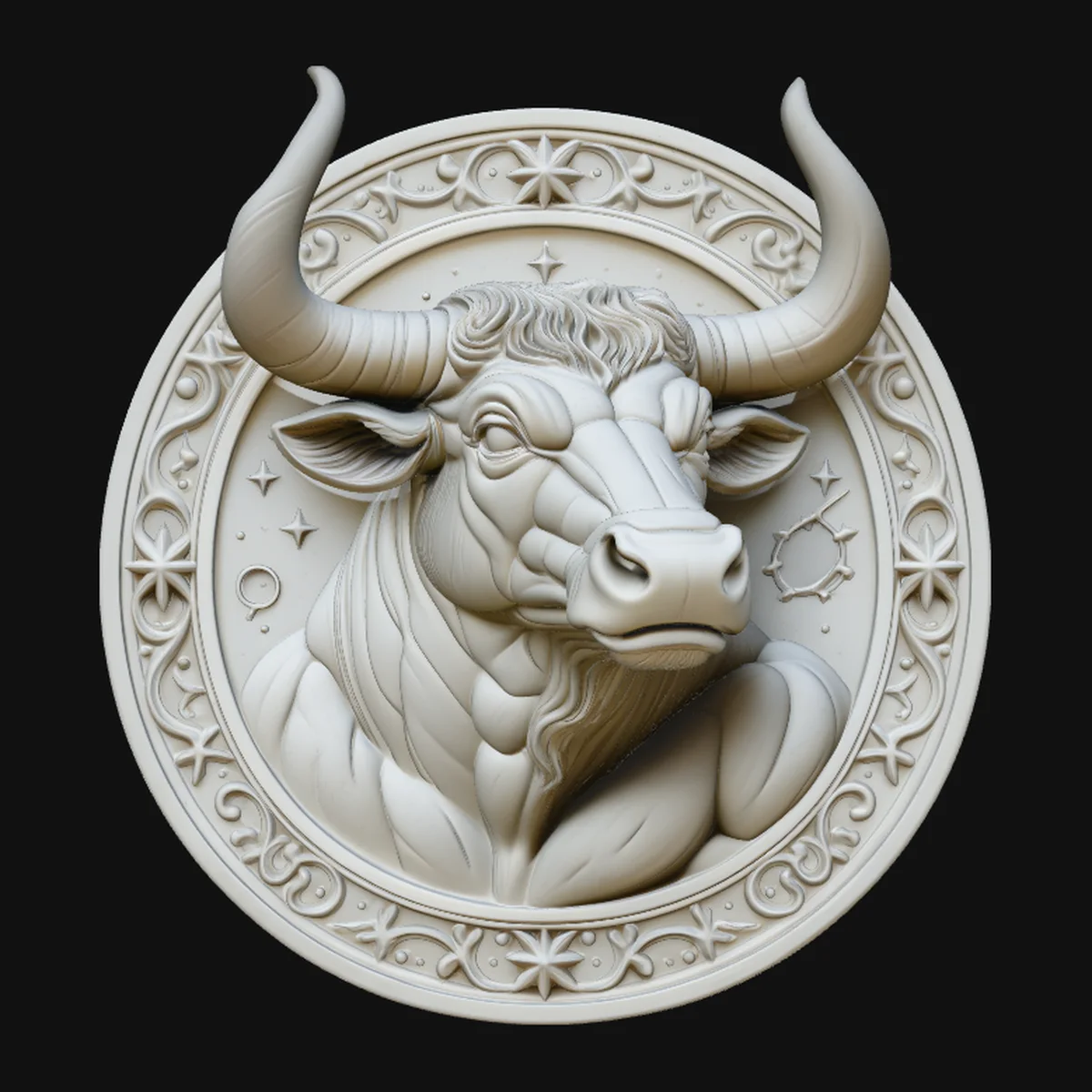 Taurus Zodiac Relief Medallion Pendant Design 4