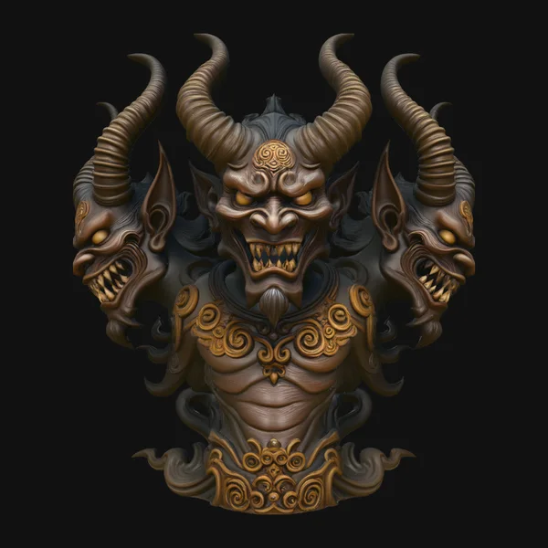 Three-Headed Demon Statue Design 1
