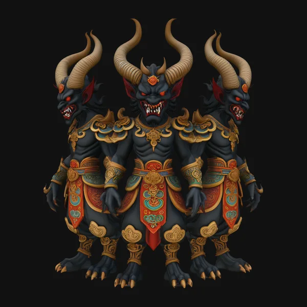 Three-Headed Demon Statue Design 2