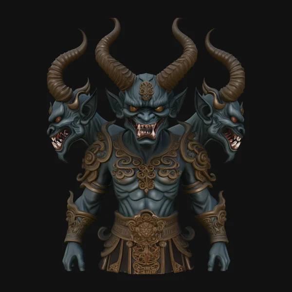 Three-Headed Demon Statue Design 4