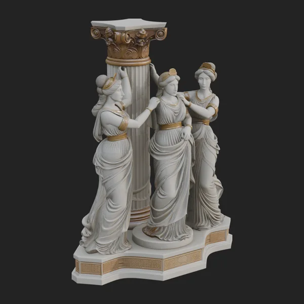 Three Maidens Column Statue Design 1