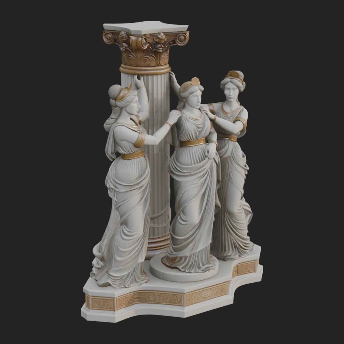 Three Maidens Column Statue Design 1
