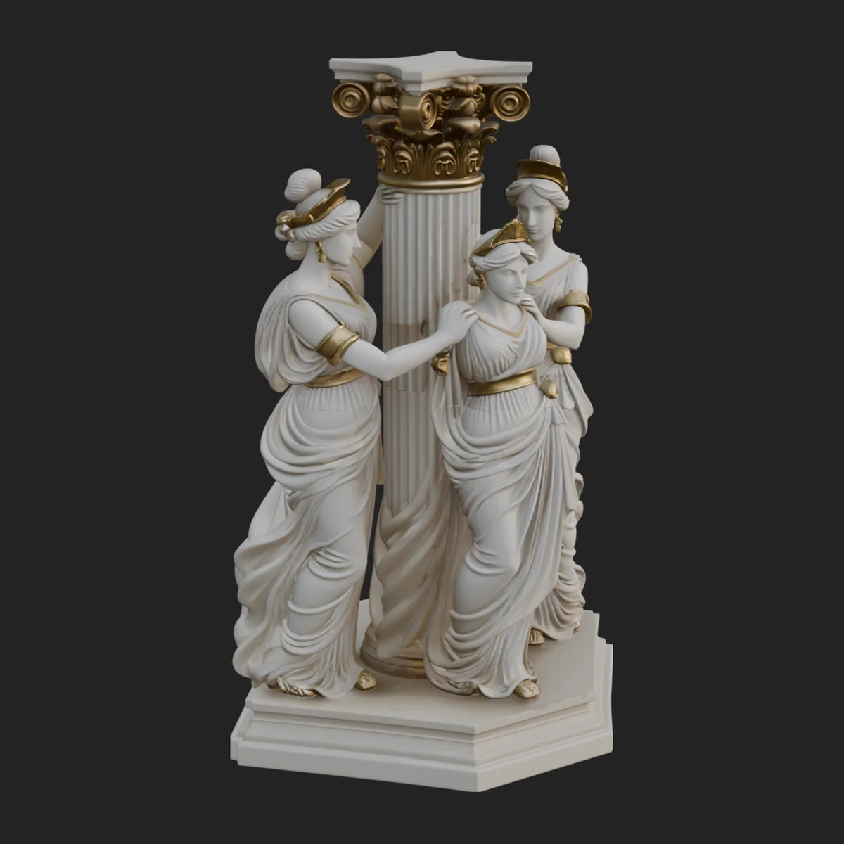 Three Maidens Column Statue Design 2