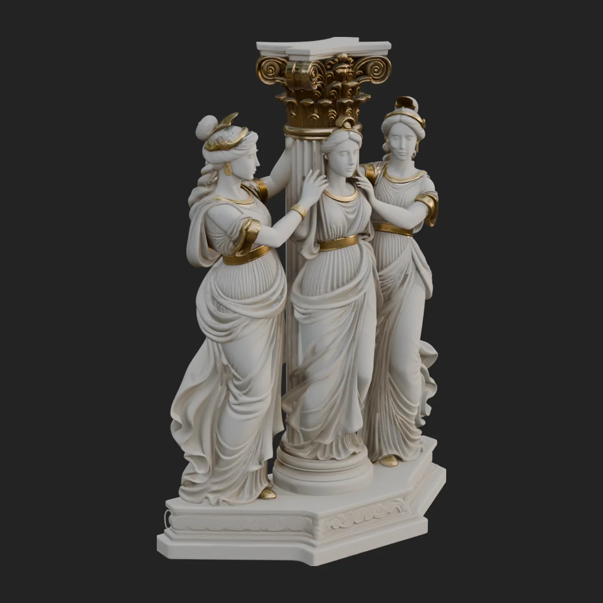 Three Maidens Column Statue Design 3