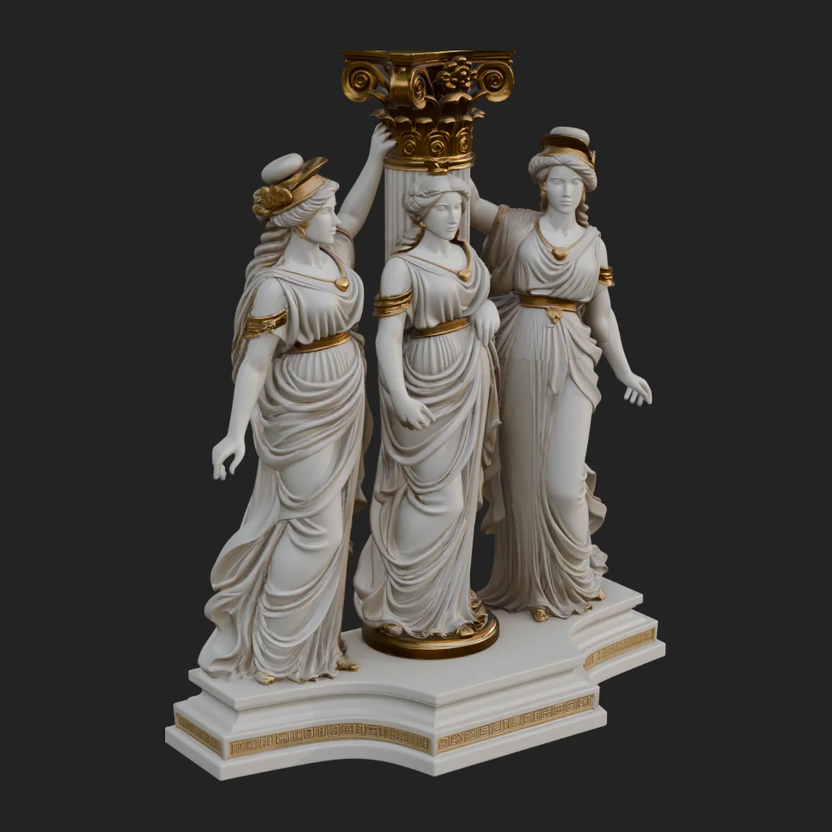 Three Maidens Column Statue Design 4