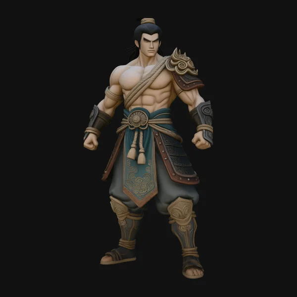 Topknot Martial Warrior Statue Design 1