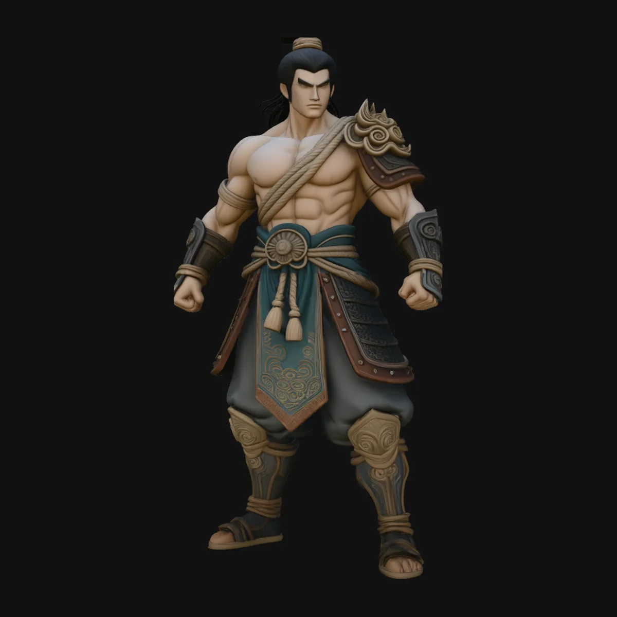 Topknot Martial Warrior Statue Design 1
