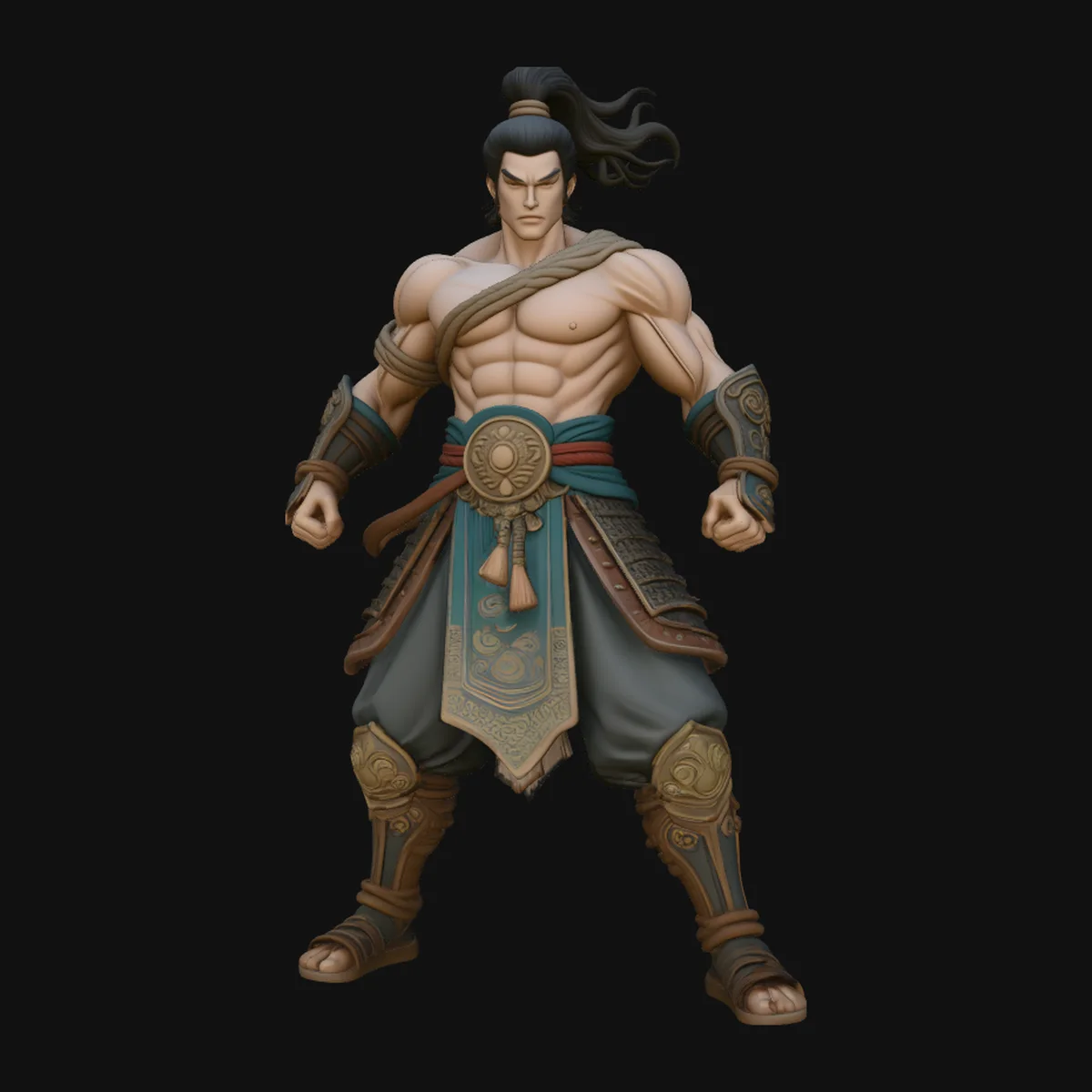 Topknot Martial Warrior Statue Design 2