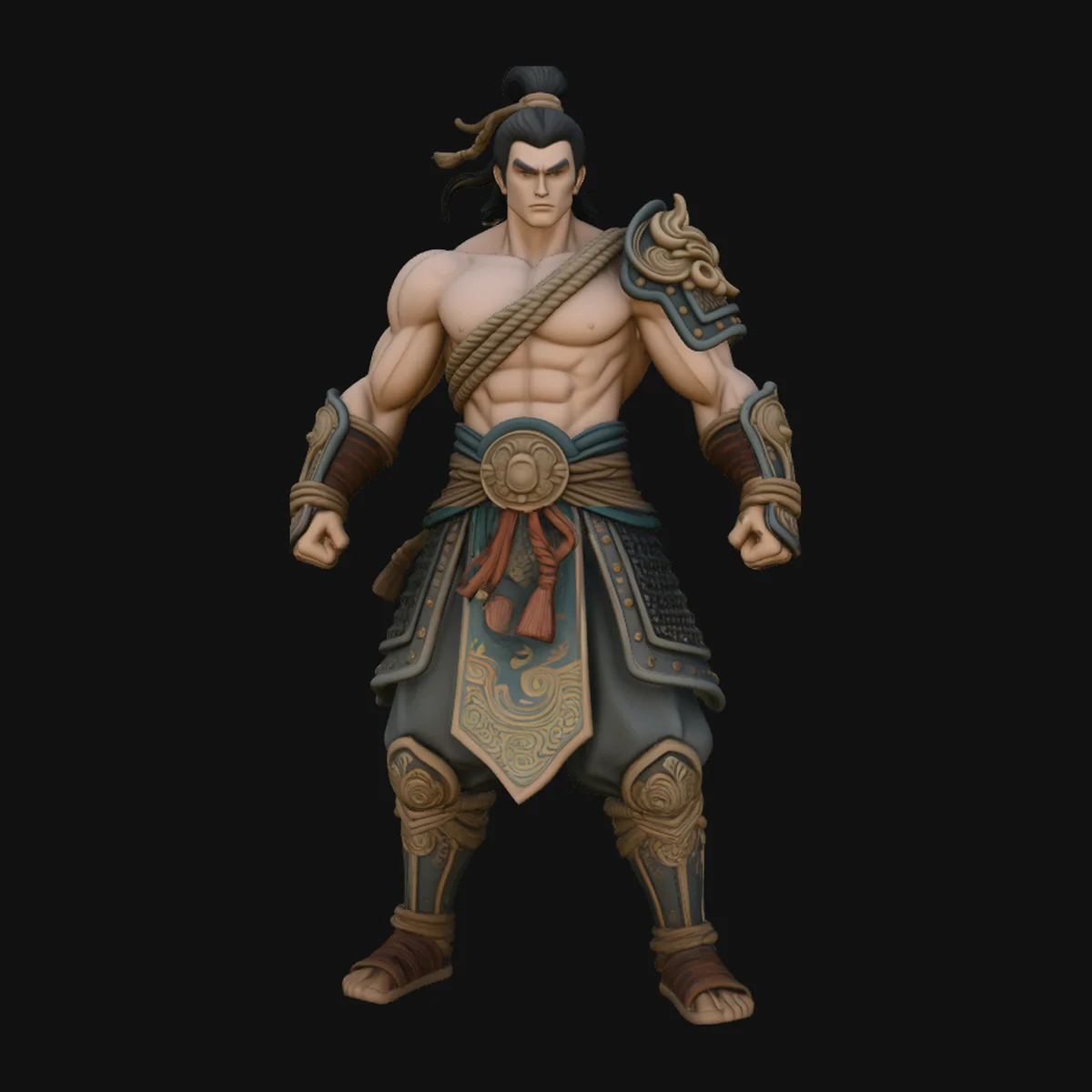 Topknot Martial Warrior Statue Design 3