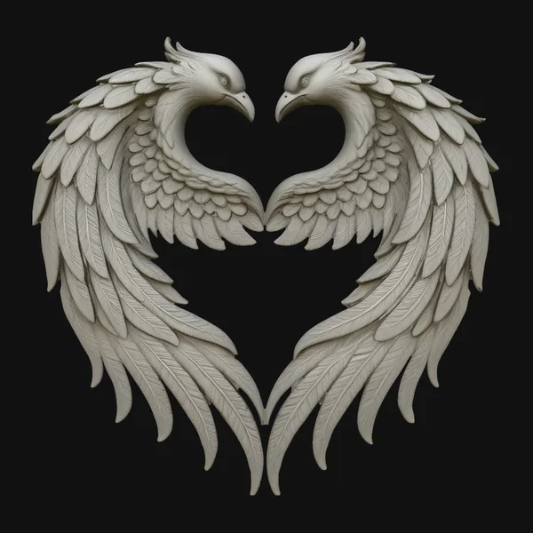 Twin Phoenix Heart Pendant