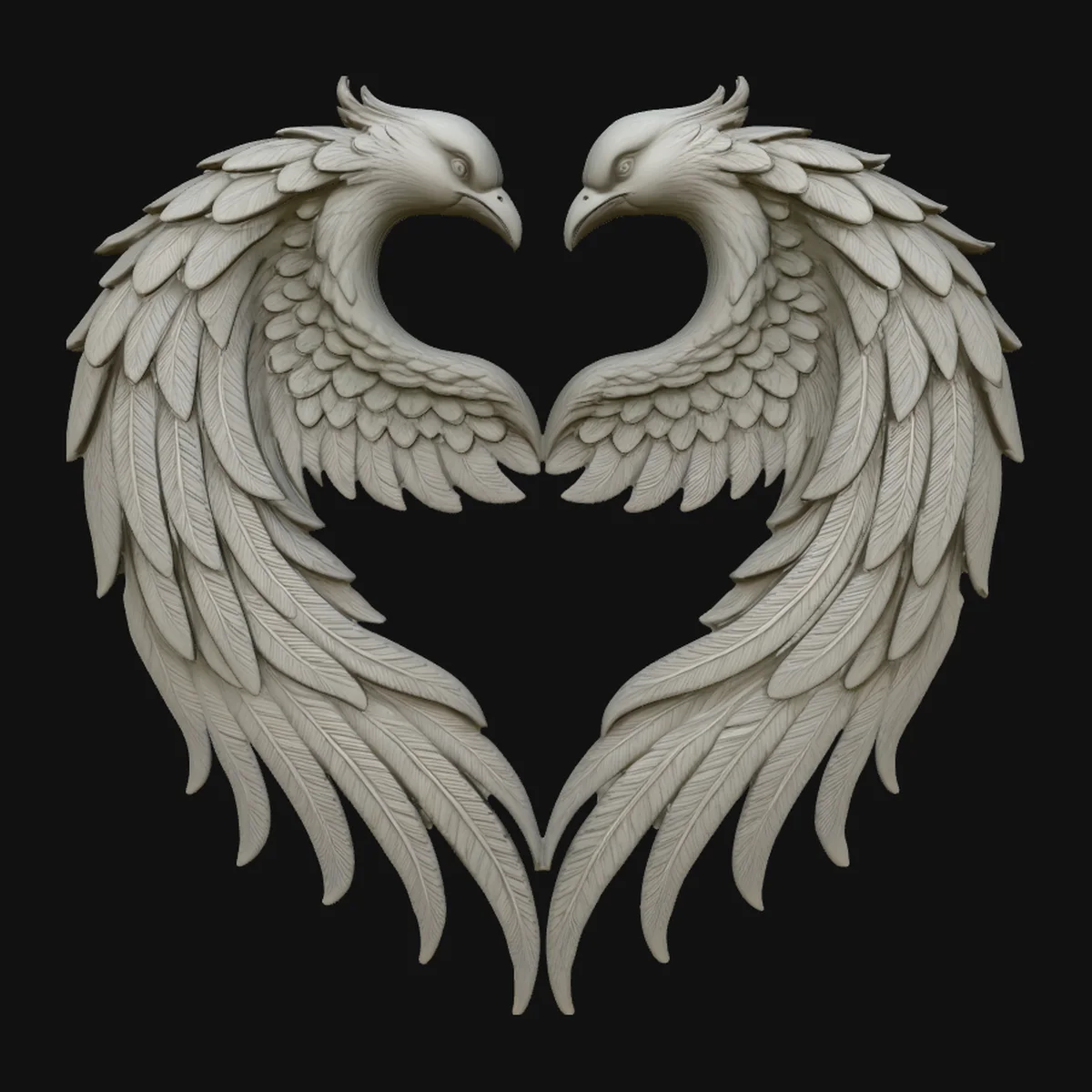 Twin Phoenix Heart Pendant