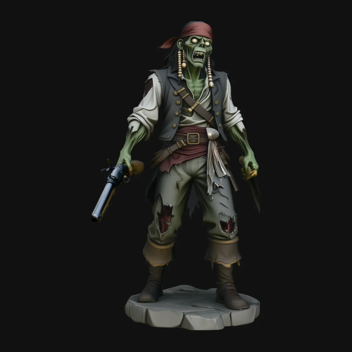 Undead Pirate Gunslinger Statue Design 1