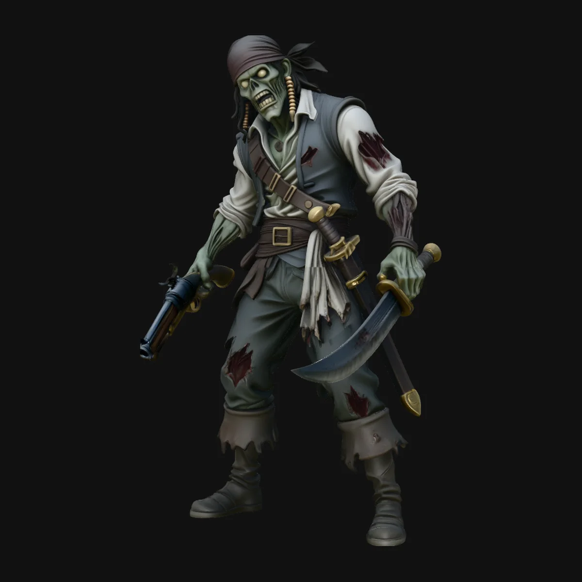 Undead Pirate Gunslinger Statue Design 3