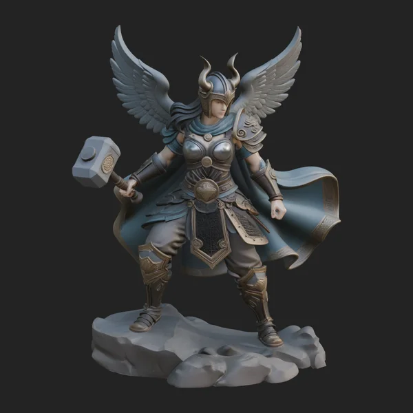 Valkyrie with Hammer Statue Design 3