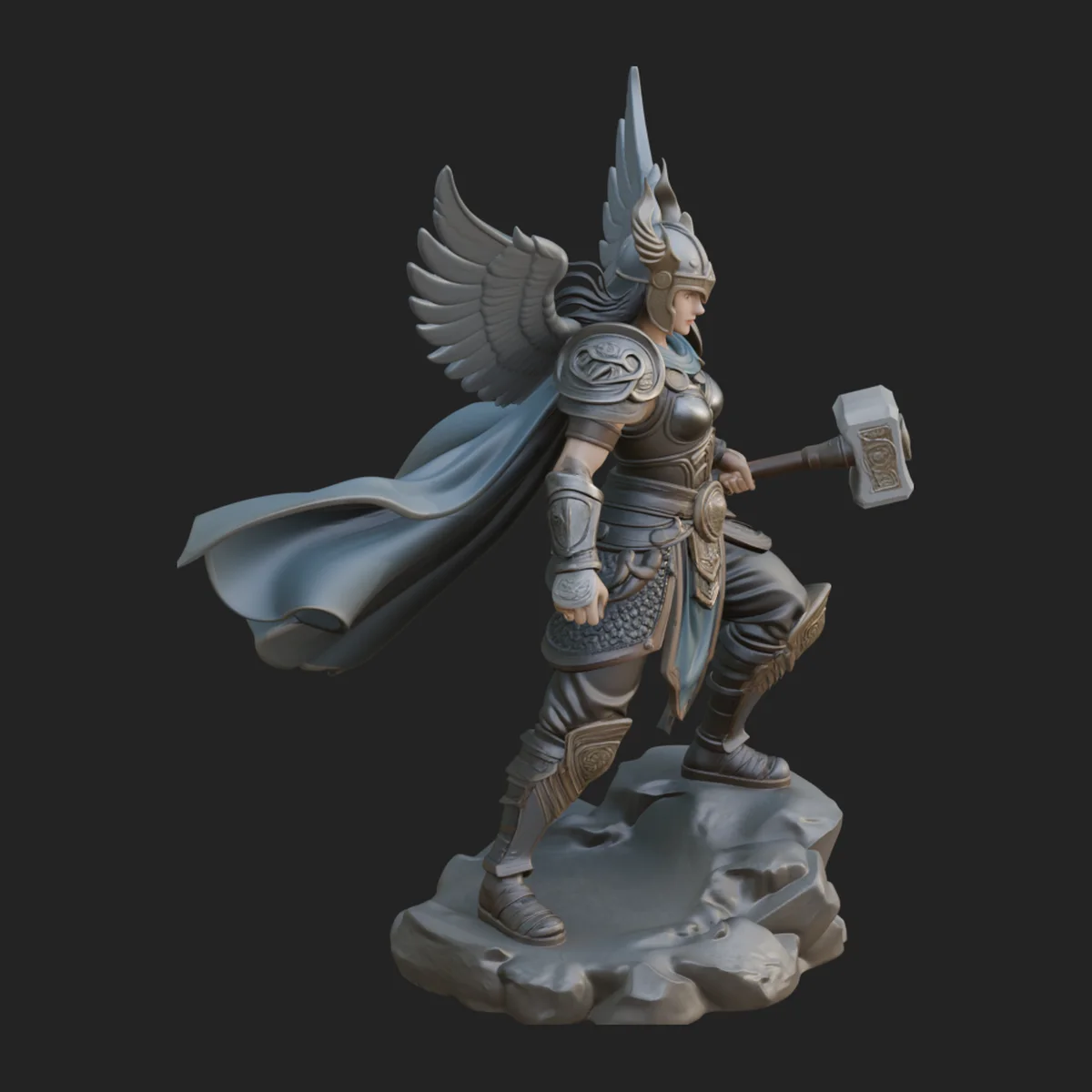 Valkyrie with Hammer Statue Design 4