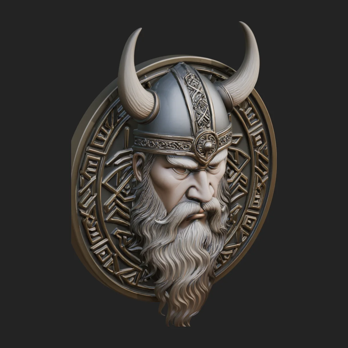 Viking Face Relief Medallion Pendant Design 1