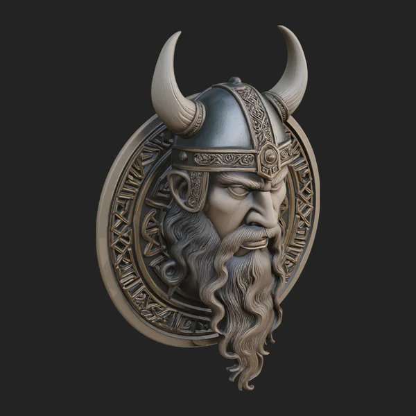 Viking Face Relief Medallion Pendant Design 2